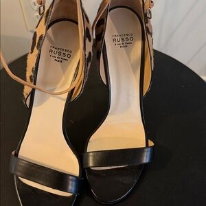 Black and Leopard Print Women's Sandals